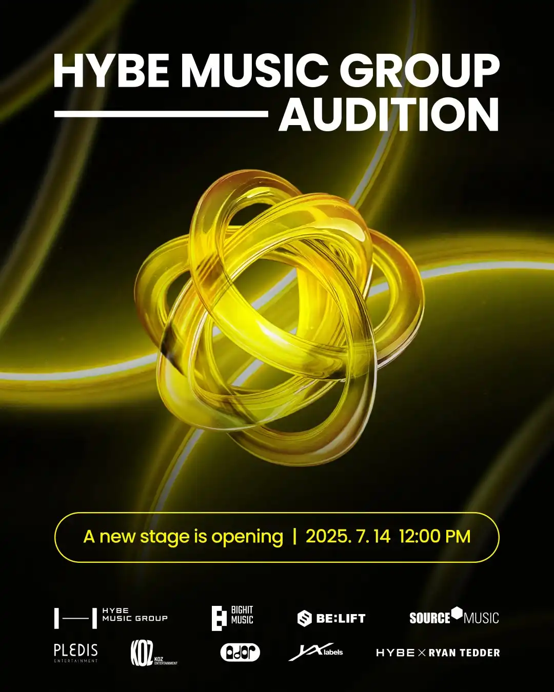 HYBEが8レーベル合同オーディション「HYBE MUSIC GROUP AUDITION」を7月14日から開催、グラミー賞受賞プロデューサーも参加し渋谷でPOP-UPイベントも実施