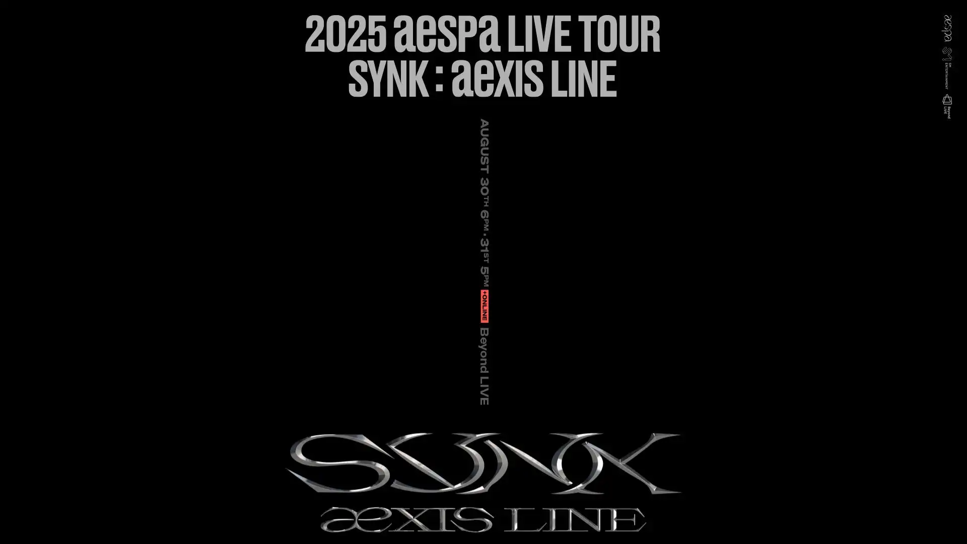 aespaが3rd単独コンサート「2025 aespa LIVE TOUR -SYNK : aeXIS LINE-」のBeyond LIVE配信を決定、韓国ソウルの全席完売公演を8月30日と31日にオンライン配信