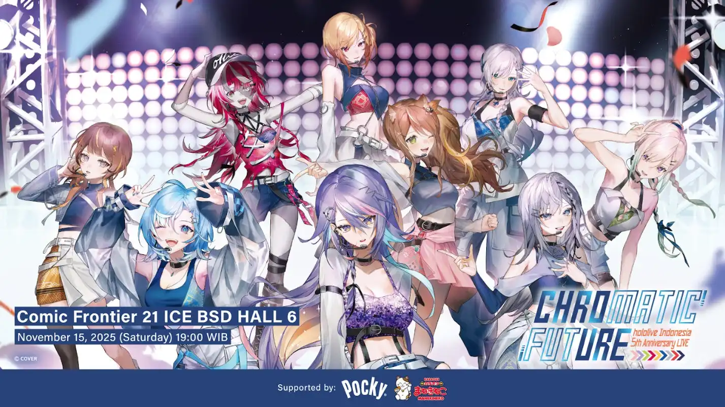 ホロライブインドネシアが5周年記念現地初ライブChromatic Futureを11月15日にICE BSD ホール6で開催、9名のVTuberが出演し現地チケット販売開始